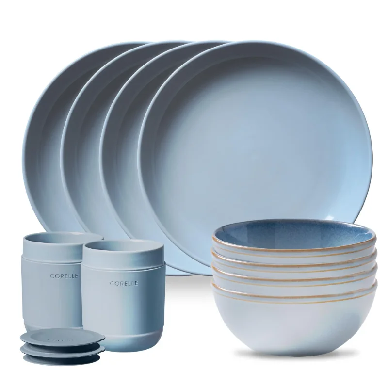 Stoneware 12-pc Dinnerware Set, Nordic Blue, Solid and Reactive Glazes, Service for 4
Stoneware 12-pc Dinnerware Set, Nordic Blue, Solid and Reactive Glazes, Service for 4
