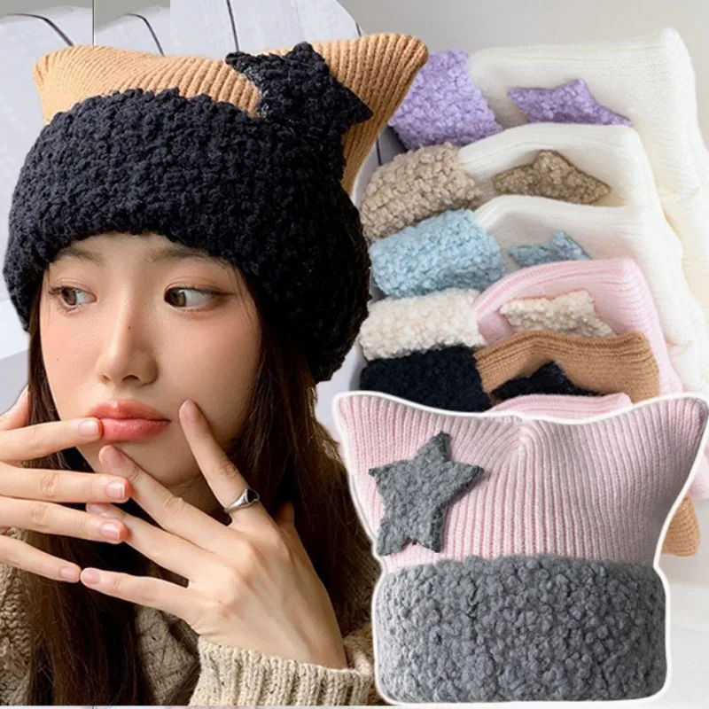 Y2k Cute Star Cat Ears Wool Beanie Hats for Women Girls Fashion Color Matching Cap Autumn Winter Warm Ear Protection Knitted Hat
Y2k Cute Star Cat Ears Wool Beanie Hats for Women Girls Fashion Color Matching Cap Autumn Winter Warm Ear Protection Knitted Hat