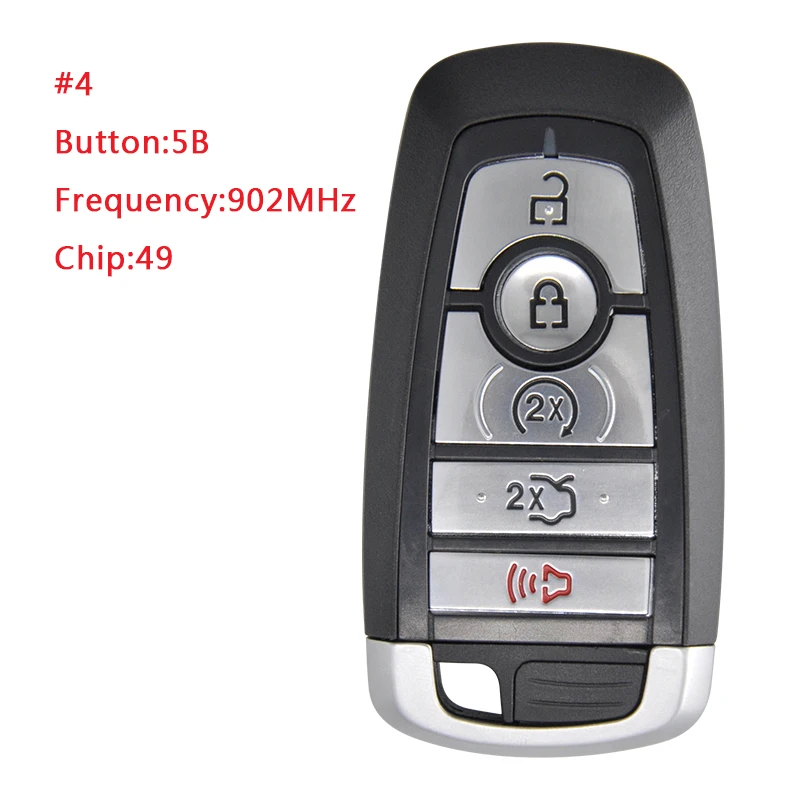 TXK018065 For Ford 5 Button Smart Remote Car Key Frequency 902MHz Transponder HITAG PRO Part No HC3T-15K601-BA
TXK018065 For Ford 5 Button Smart Remote Car Key Frequency 902MHz Transponder HITAG PRO Part No HC3T-15K601-BA