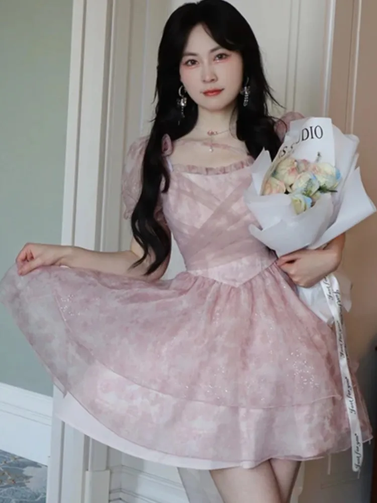 Elegant Print Puff Sleeve Ball Gown Birthday Party Short Dresses Korean Sweet Lace-up Mini Dress Summer Spring Princess Vestidos
Elegant Print Puff Sleeve Ball Gown Birthday Party Short Dresses Korean Sweet Lace-up Mini Dress Summer Spring Princess Vestidos