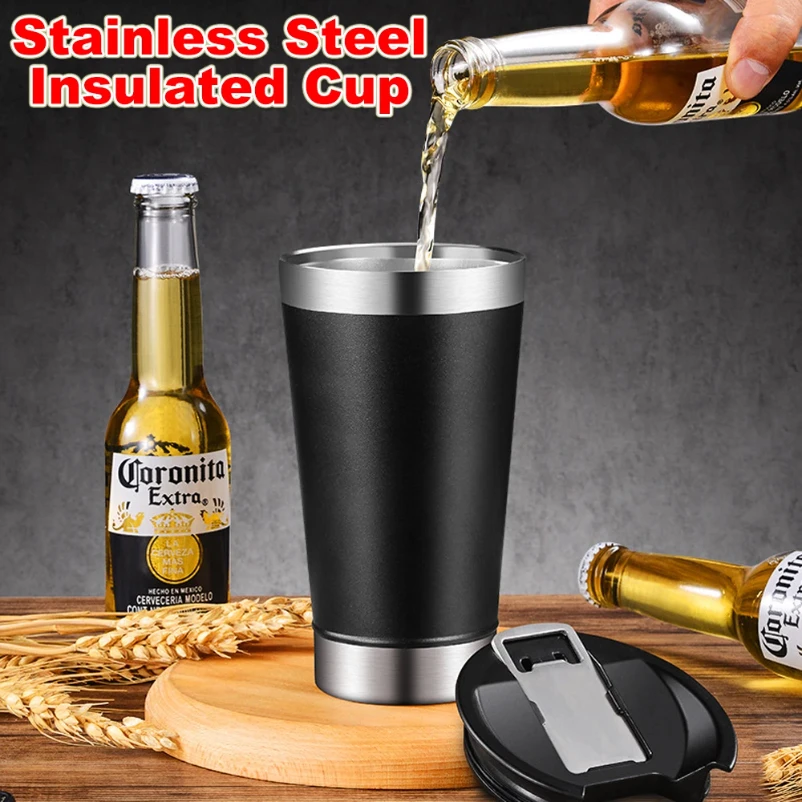 473ml Cold Beer Cups With Bottle Opener Lid Stainless Steel Thermos Water Coffee Mugs For Tea Thermal Tumblers Drinkware
473ml Cold Beer Cups With Bottle Opener Lid Stainless Steel Thermos Water Coffee Mugs For Tea Thermal Tumblers Drinkware