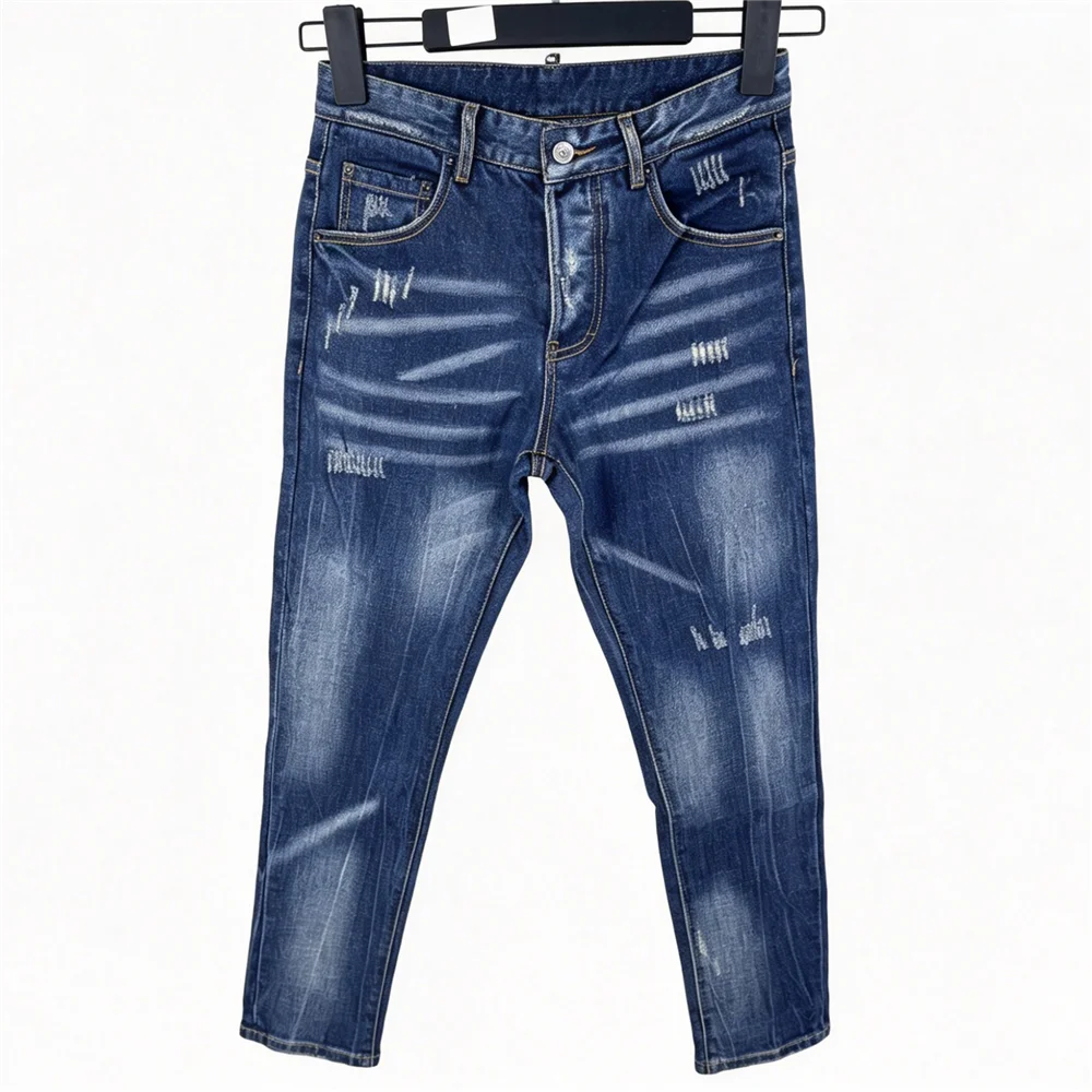 078 Four Seasons New Men's Wear Washed Patch Paint All-match Trendy Men's Foot Blue Jeans Men
078 Four Seasons New Men's Wear Washed Patch Paint All-match Trendy Men's Foot Blue Jeans Men