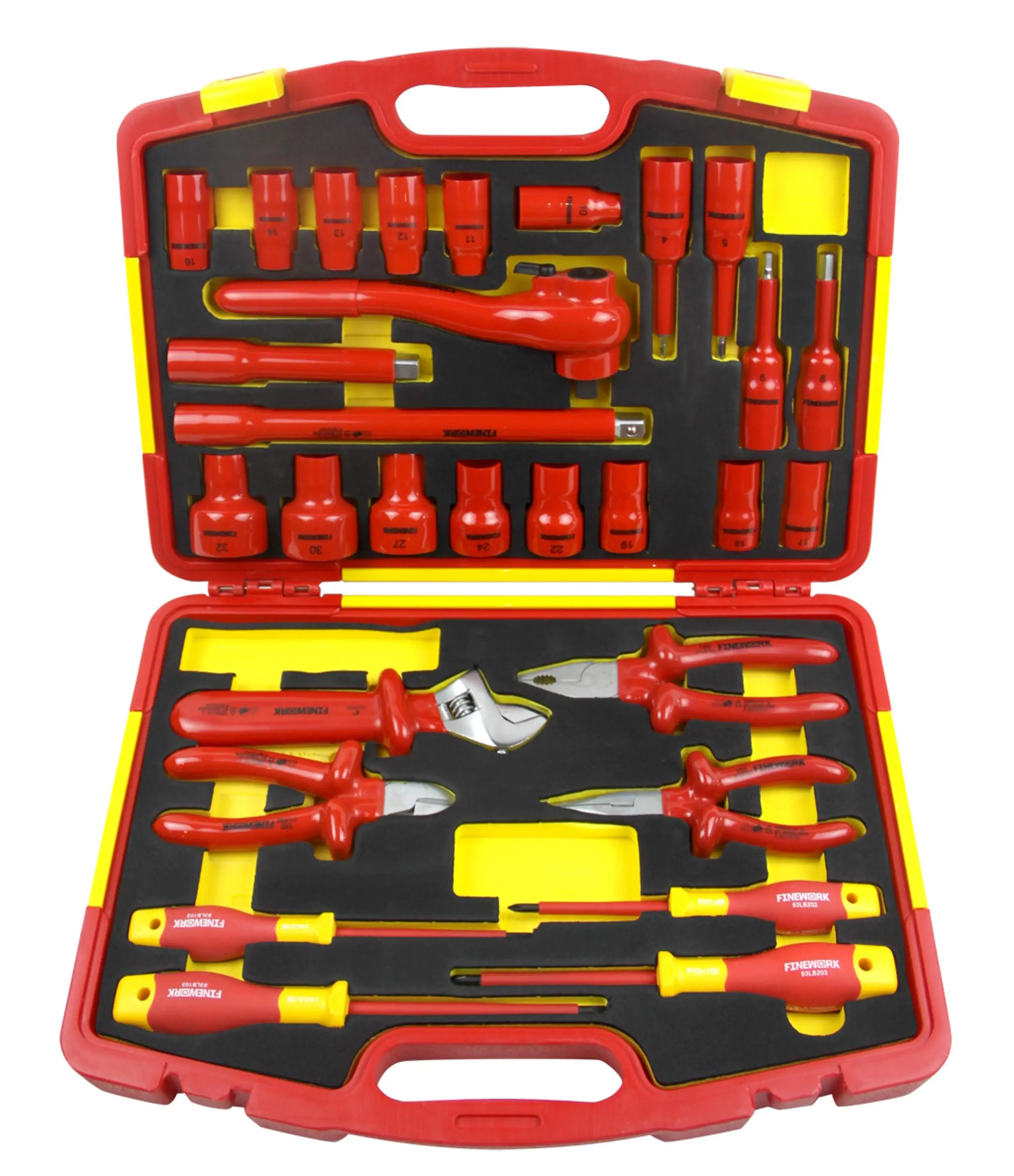 FINEWORK 29 Pcs Pliers Head Screwdriver Socket Insulated Adjustable Wrench Insulation Tools Set
FINEWORK 29 Pcs Pliers Head Screwdriver Socket Insulated Adjustable Wrench Insulation Tools Set