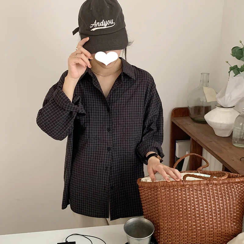 Deep Blue Plaid Cotton Shirt Women's Loose Comfortable Base Layer Shirt Casual Style Long Sleeve Flip Collar Button Closure
Deep Blue Plaid Cotton Shirt Women's Loose Comfortable Base Layer Shirt Casual Style Long Sleeve Flip Collar Button Closure