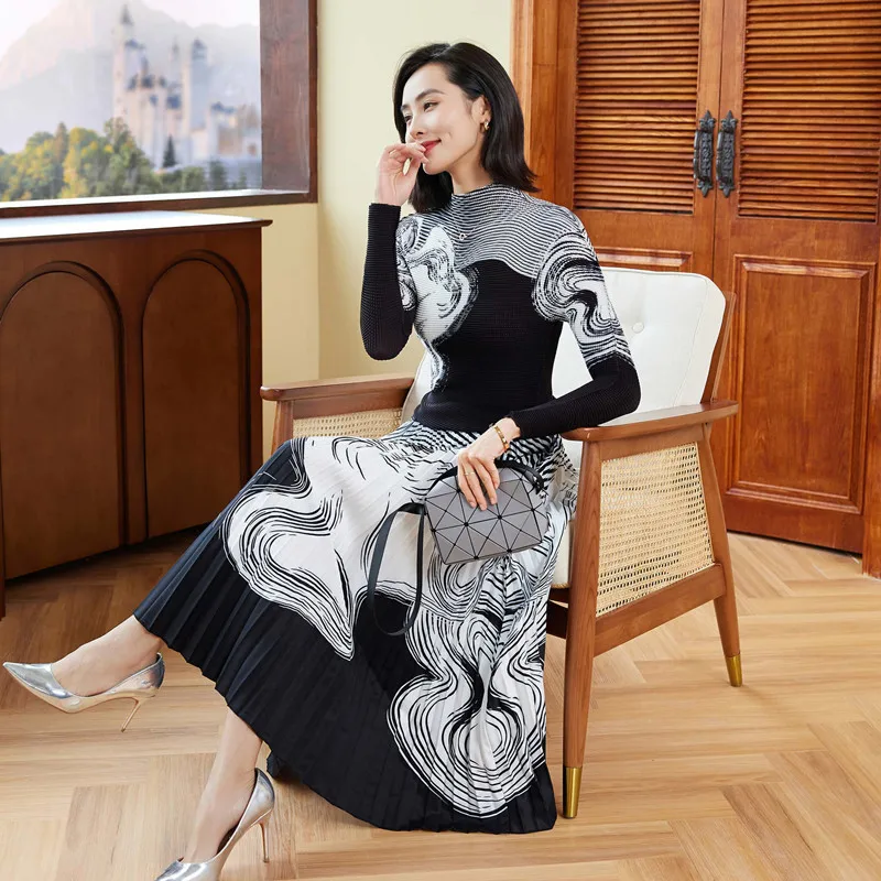 2 Piece Sets Women Outfit Autumn 2023 Turtleneck Long Sleeved Top Skirt Suits Printed Stretch Slimming Miyake Pleated Elegant
2 Piece Sets Women Outfit Autumn 2023 Turtleneck Long Sleeved Top Skirt Suits Printed Stretch Slimming Miyake Pleated Elegant