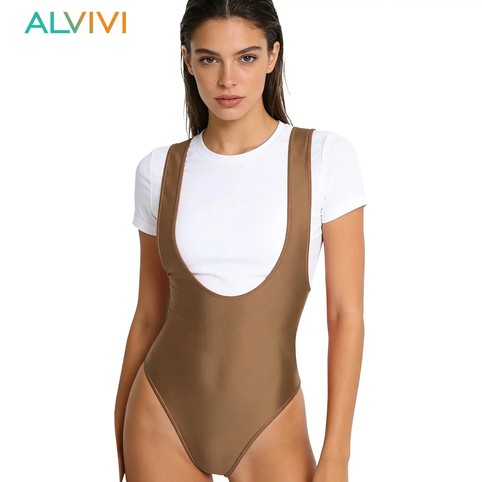 Женский глянцевый слитный купальник-боди с открытой спиной и узкой ластовицей, цельный купальный костюм-леотард
Женский глянцевый слитный купальник-боди с открытой спиной и узкой ластовицей, цельный купальный костюм-леотард