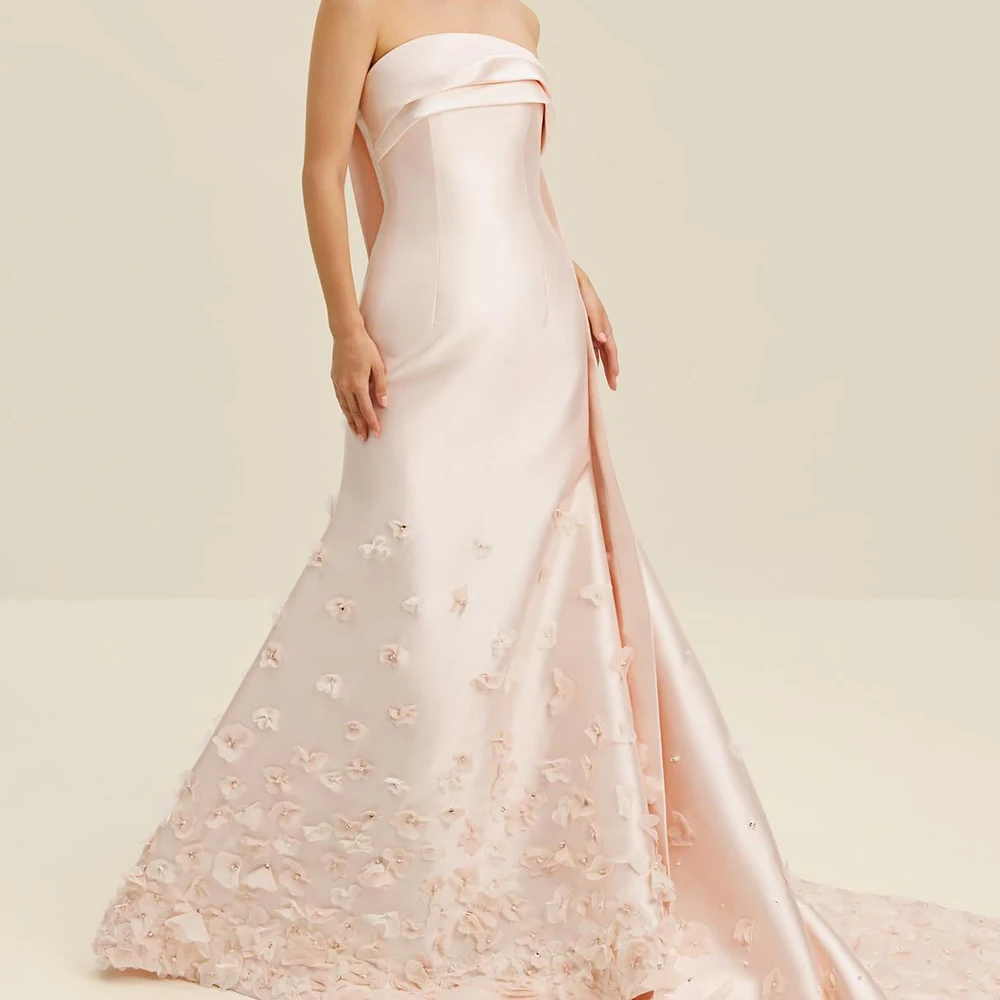 Customized Satin A-Line Appliques and Crystal Evening Dress Strapless Floor Length Sleeveless Watteau Train High Quali
Customized Satin A-Line Appliques and Crystal Evening Dress Strapless Floor Length Sleeveless Watteau Train High Quali