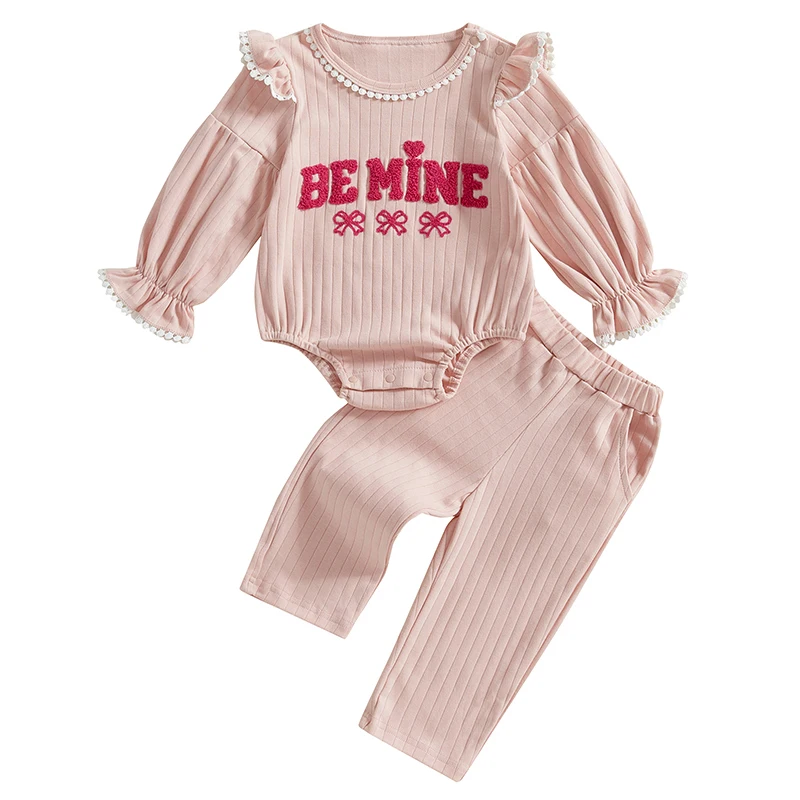 Baby Girls 2-piece Outfit Long Sleeve Crew Neck Letters Bow Romper with Elastic Waist Pants Fall Clothes
Baby Girls 2-piece Outfit Long Sleeve Crew Neck Letters Bow Romper with Elastic Waist Pants Fall Clothes
