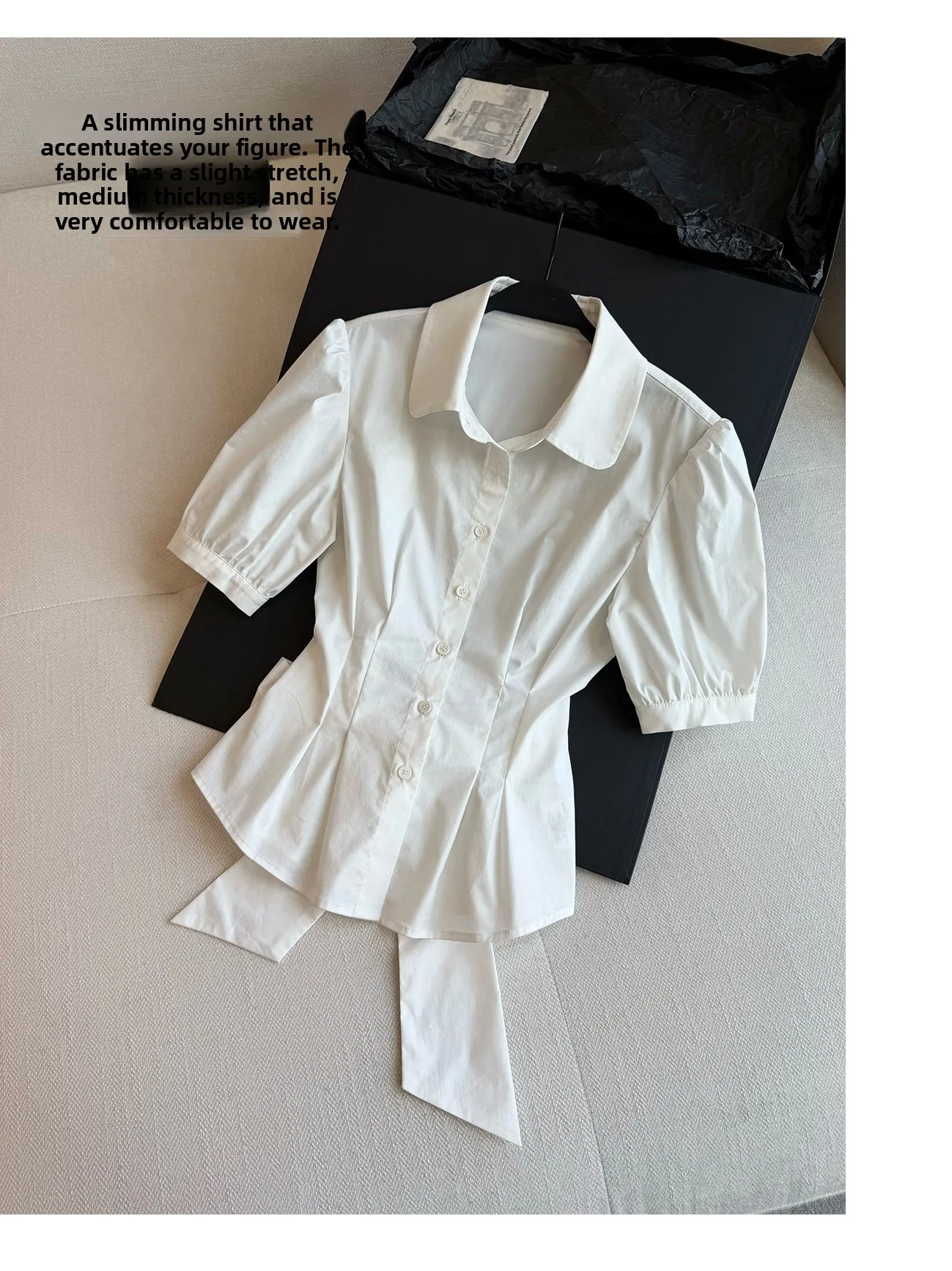 White Bubble Sleeve Shirt Waist Cinched Belted Pure Display Body Shape Short Sleeve Shirt Top for Women Casual Style Fitting
White Bubble Sleeve Shirt Waist Cinched Belted Pure Display Body Shape Short Sleeve Shirt Top for Women Casual Style Fitting