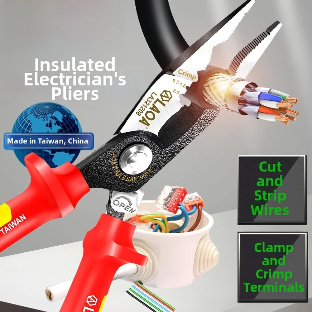 5 In 1 Insulated Crimping Pliers 1000V Voltage Proof Wire Stripper Cable Cutter Multifunctional Electrician Hand Tool
5 In 1 Insulated Crimping Pliers 1000V Voltage Proof Wire Stripper Cable Cutter Multifunctional Electrician Hand Tool