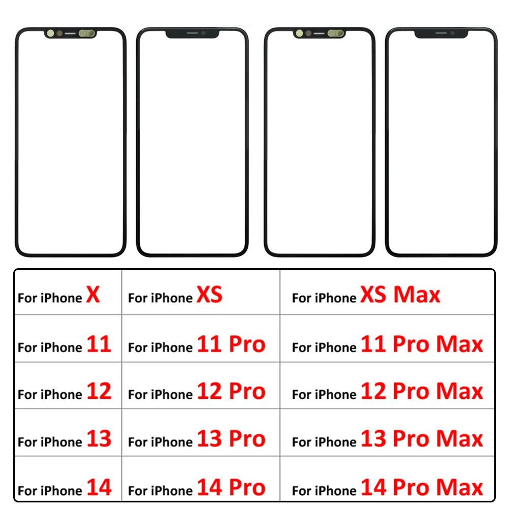 New Front Screen Outer Glass With OCA For iPhone X XS XR Max 11 12 13 14 Pro Max Mini Plus LCD External Lens
New Front Screen Outer Glass With OCA For iPhone X XS XR Max 11 12 13 14 Pro Max Mini Plus LCD External Lens