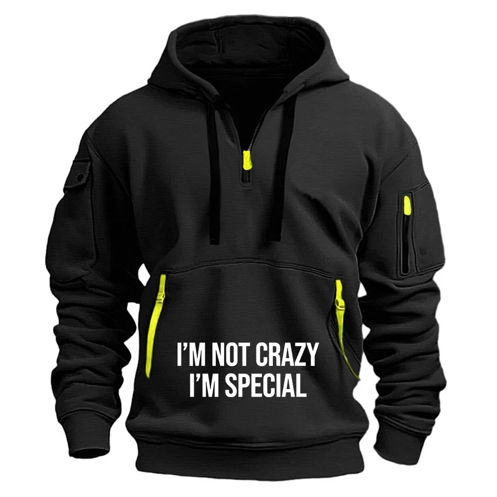 2026 Новинка: Мужская толстовка-пуловер с принтом «Я не безумный, я особенный», на молнии до середины, из хлопкового флиса, с несколькими карманами, весна-осень
2026 Новинка: Мужская толстовка-пуловер с принтом «Я не безумный, я особенный», на молнии до середины, из хлопкового флиса, с несколькими карманами, весна-осень