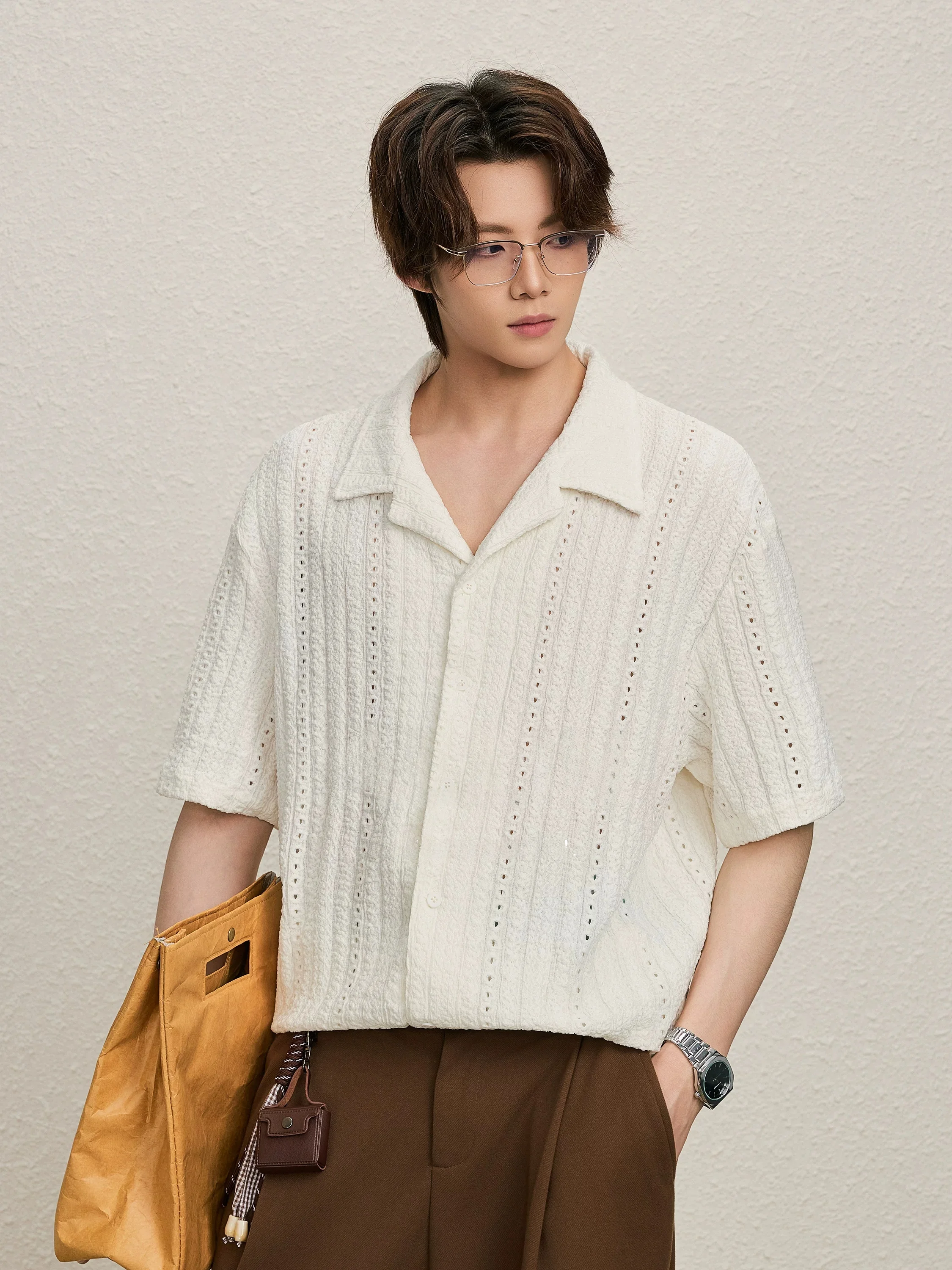 ALLIN Cuban Collar Loose Men's Shirt Breathable Hollow Texture Summer Casual Top Polyester Fiber High Street Style
ALLIN Cuban Collar Loose Men's Shirt Breathable Hollow Texture Summer Casual Top Polyester Fiber High Street Style
