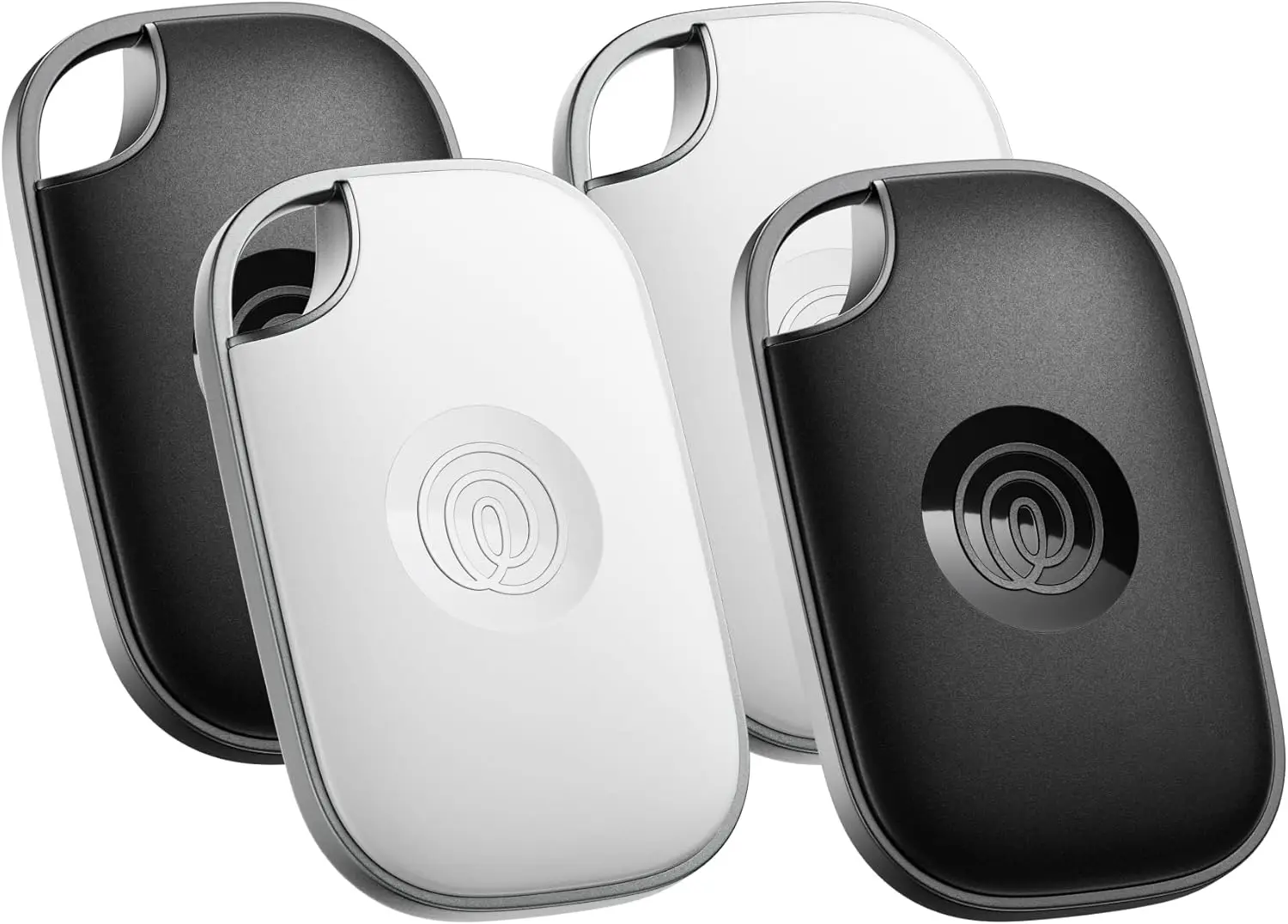 Powerful Bluetooth Tracker for Keys, Bags, iOS & Android Compatible, Phone Finder - 4-Pack Black/White