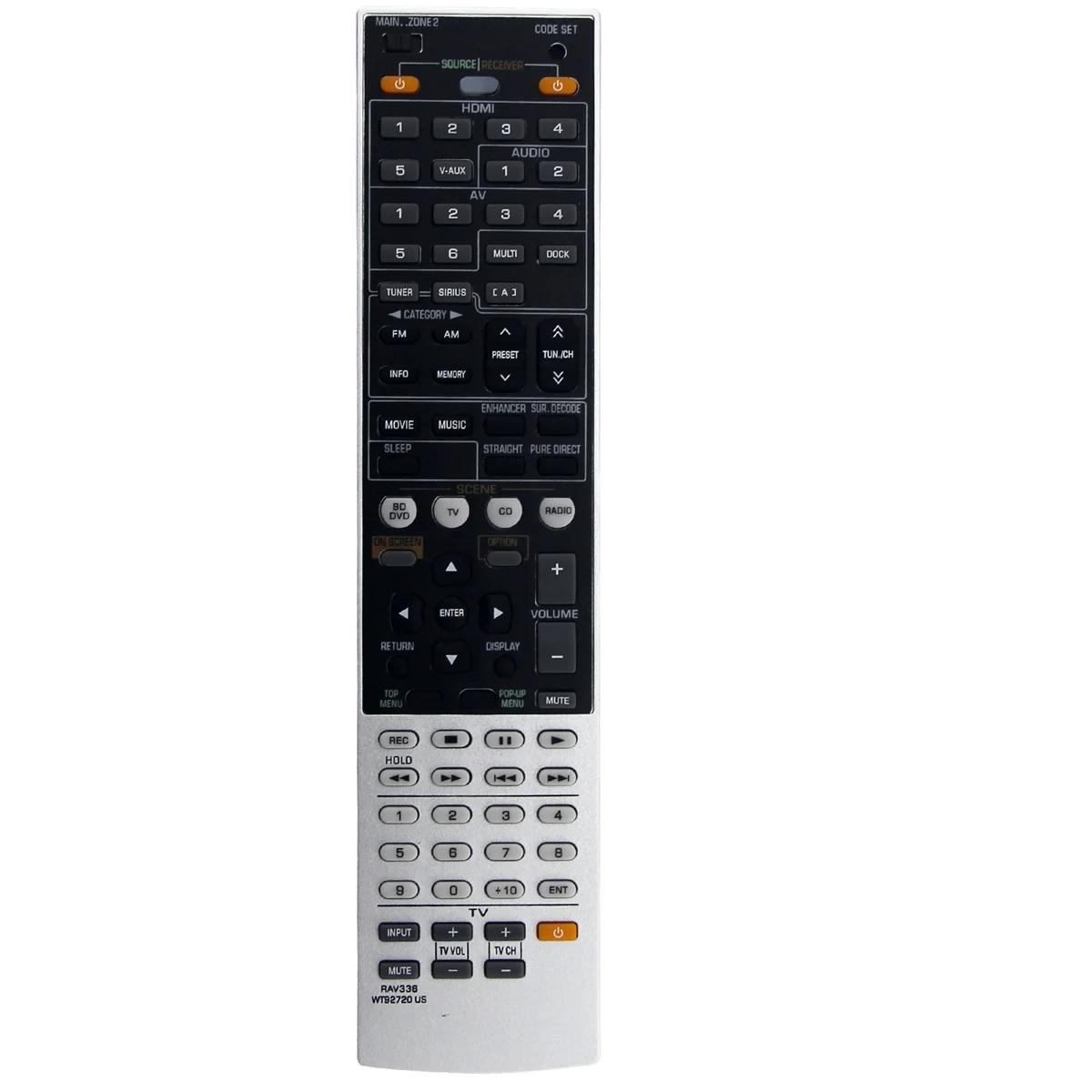 New RAV336 WT92720US Replace Remote for Yamaha AV Receiver RX-A700 RX-V667 RX-A700BL HTR-6063 Sub Remote RAV337 RAV338
New RAV336 WT92720US Replace Remote for Yamaha AV Receiver RX-A700 RX-V667 RX-A700BL HTR-6063 Sub Remote RAV337 RAV338