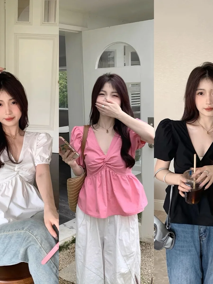 plus Size Women's irt Summer ort Sve V-Ne Pure Color Pleated Overhead Bubble Sve Anti-Aging Top Korean Sle Loos...
plus Size Women's irt Summer ort Sve V-Ne Pure Color Pleated Overhead Bubble Sve Anti-Aging Top Korean Sle Loos...