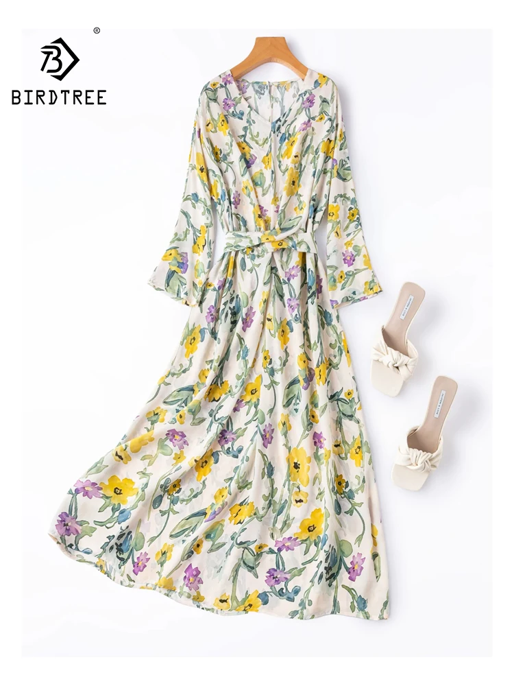 BirdTree-100%Real Silk Double Crepe Elegant Dress, V Neck Print Bandage, Women Vacation Chic Loose Dresses, 2026 Summer D65632CC
BirdTree-100%Real Silk Double Crepe Elegant Dress, V Neck Print Bandage, Women Vacation Chic Loose Dresses, 2026 Summer D65632CC