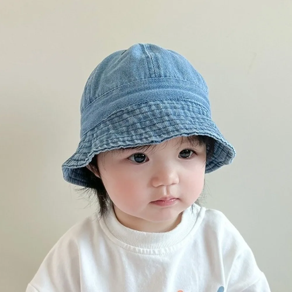 Cloth Washed Denim Bucket Hat Solid Color Korean Style Baby Sun Hat Windproof sun protection Children Fisherman Cap Girls
Cloth Washed Denim Bucket Hat Solid Color Korean Style Baby Sun Hat Windproof sun protection Children Fisherman Cap Girls