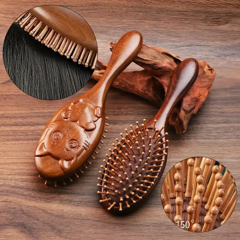 Hand-Carved Sandalwood Air Cushion Comb with Bamboo Bristles Cat-Shaped Wooden Hair Styling Comb Oval Scalp Massage Brush Comb
Hand-Carved Sandalwood Air Cushion Comb with Bamboo Bristles Cat-Shaped Wooden Hair Styling Comb Oval Scalp Massage Brush Comb