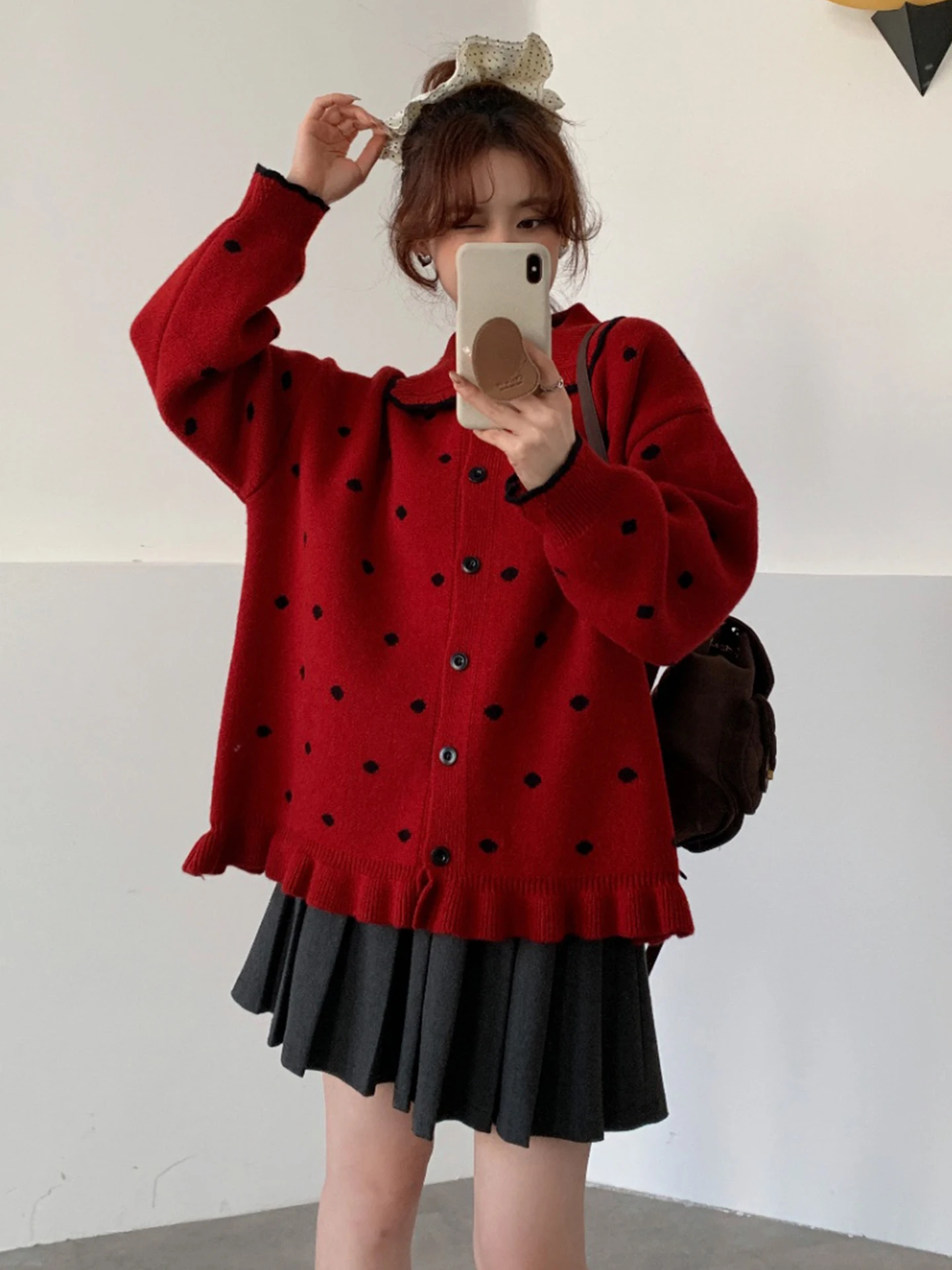 Вязаный свитер-кардиган Cisas с воротником-стойкой и принтом в горошек, красный, женский, осенне-зимний, больших размеров, в стиле кэжуал, для повседневной носки
Вязаный свитер-кардиган Cisas с воротником-стойкой и принтом в горошек, красный, женский, осенне-зимний, больших размеров, в стиле кэжуал, для повседневной носки