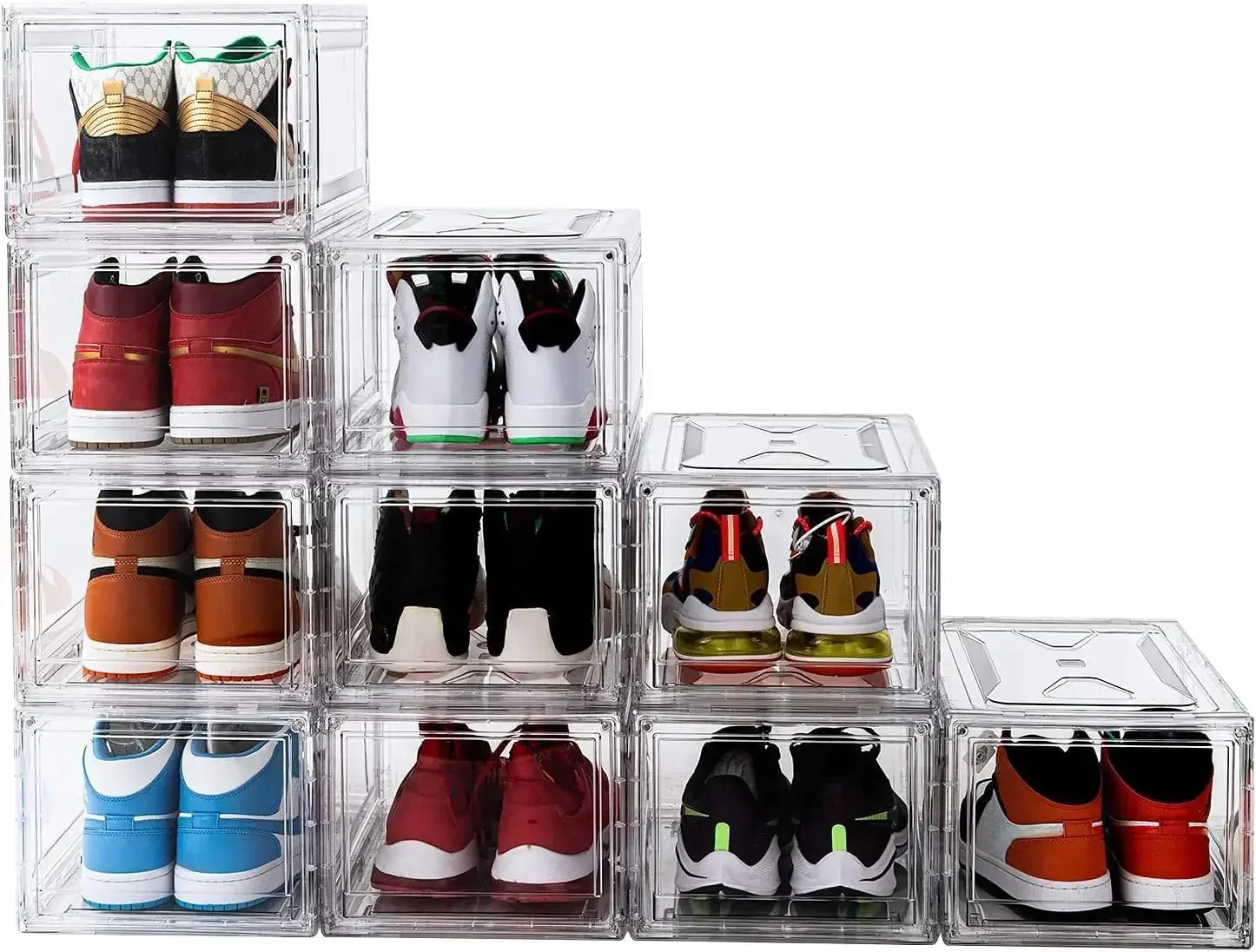 Clear Shoe Boxes Stackable 10 Pack Shoe Storage for Sneakerheads, Front Opening Shoe Organizer, Magnetic Door, Strong and Sturdy
Clear Shoe Boxes Stackable 10 Pack Shoe Storage for Sneakerheads, Front Opening Shoe Organizer, Magnetic Door, Strong and Sturdy