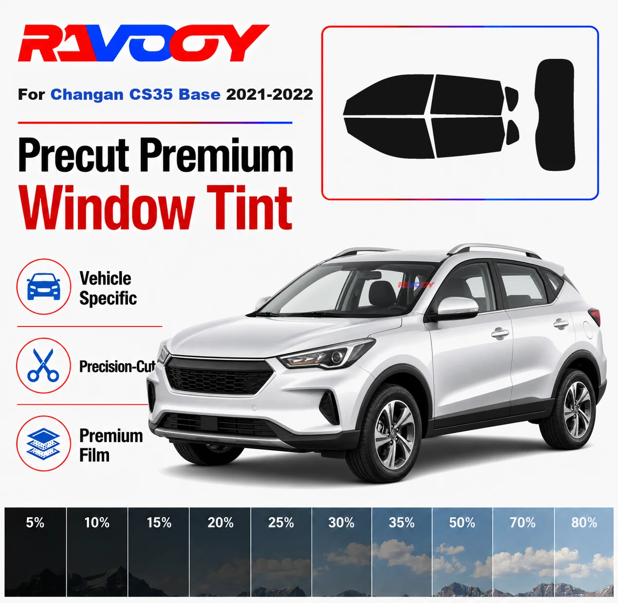 Premium Precut Window Tint Kit Front Rear Windows Rear Windshield For Changan CS35 Base 2021-2022 Complete Set Nano Ceramic Film
Premium Precut Window Tint Kit Front Rear Windows Rear Windshield For Changan CS35 Base 2021-2022 Complete Set Nano Ceramic Film