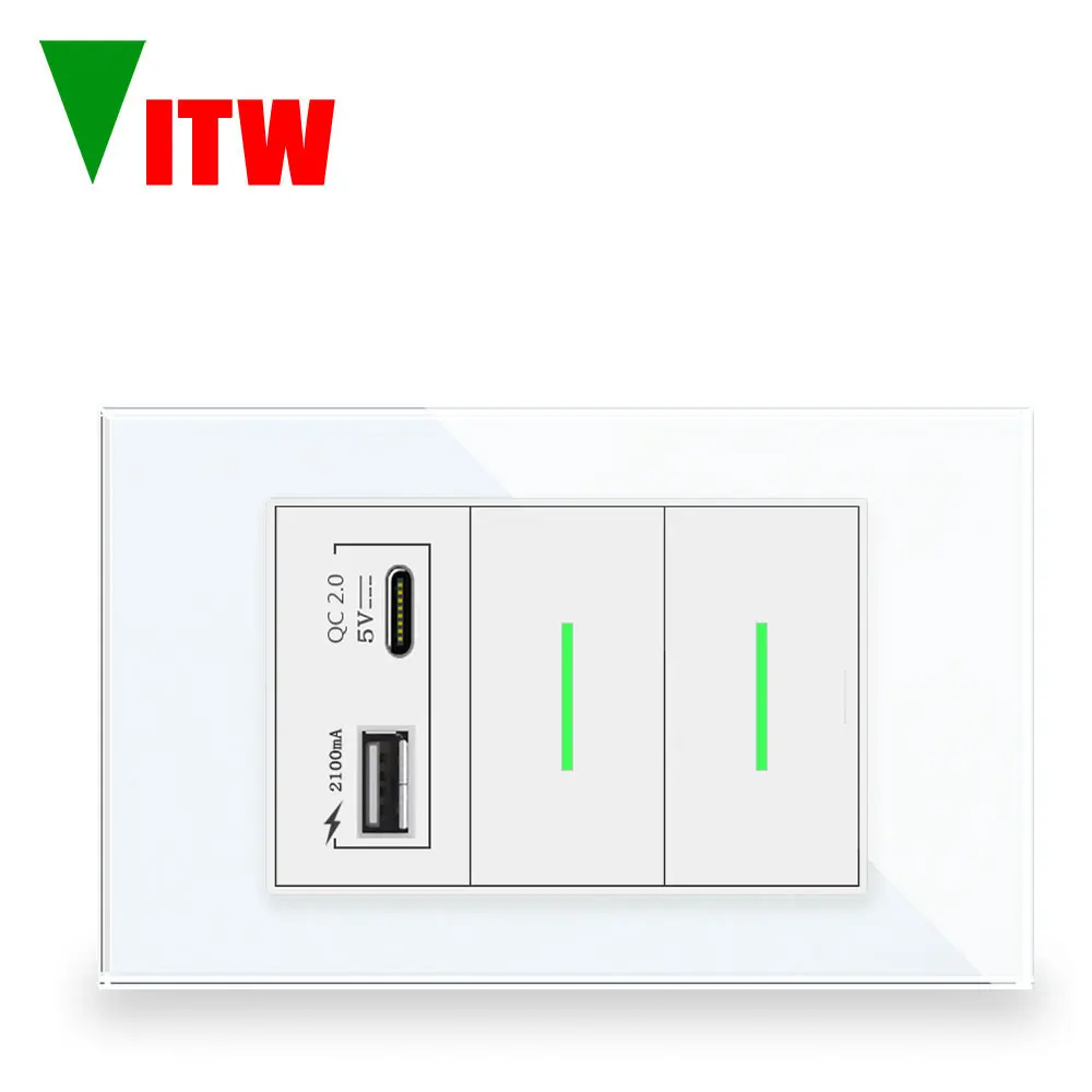 Vitw 120mm Israeli H-type wall power USB fast charging socket, rebound type LED indicator light, 2Gang 2-way switch, glass panel
Vitw 120mm Israeli H-type wall power USB fast charging socket, rebound type LED indicator light, 2Gang 2-way switch, glass panel