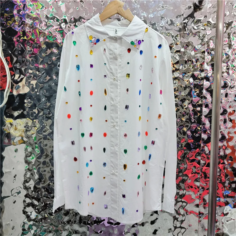 SuperAen Korean Design Diamond Loose Shirt Spring 2024 New Single Breasted White Shirt for Women
SuperAen Korean Design Diamond Loose Shirt Spring 2024 New Single Breasted White Shirt for Women