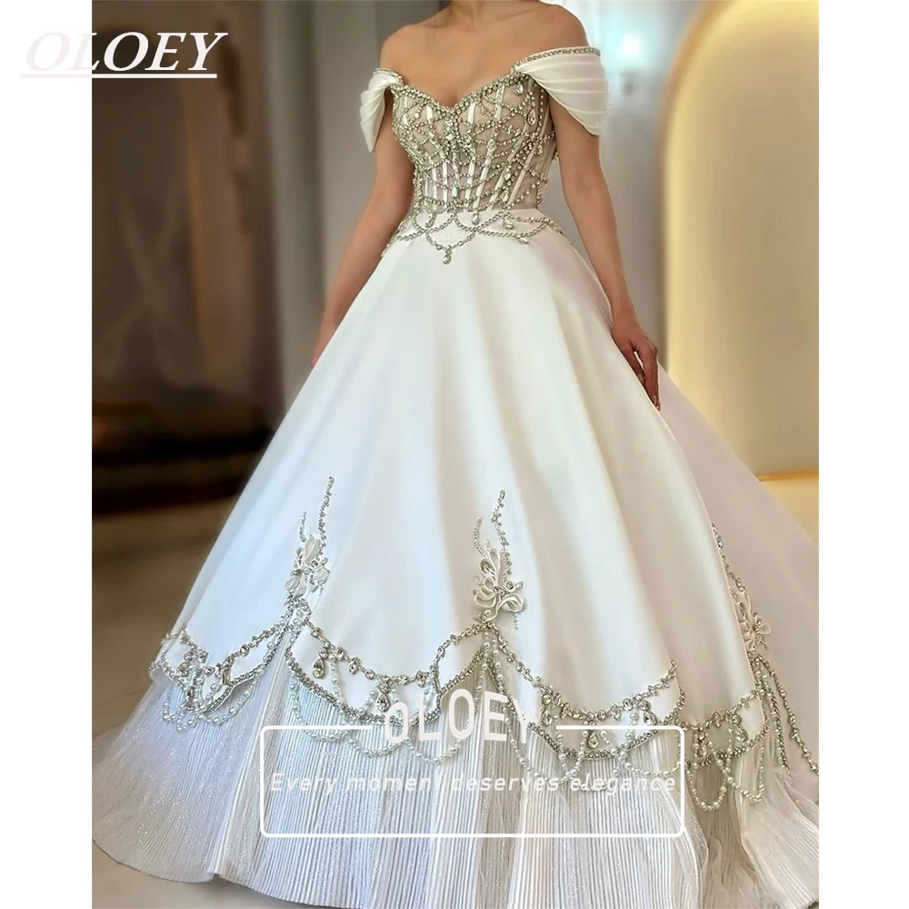 OLOEY Luxury Crystals Mikado Satin A-Line Wedding Dress Vintage Off The Shoulder Vestido De Noiva Bridal Gown Customized Corset
OLOEY Luxury Crystals Mikado Satin A-Line Wedding Dress Vintage Off The Shoulder Vestido De Noiva Bridal Gown Customized Corset