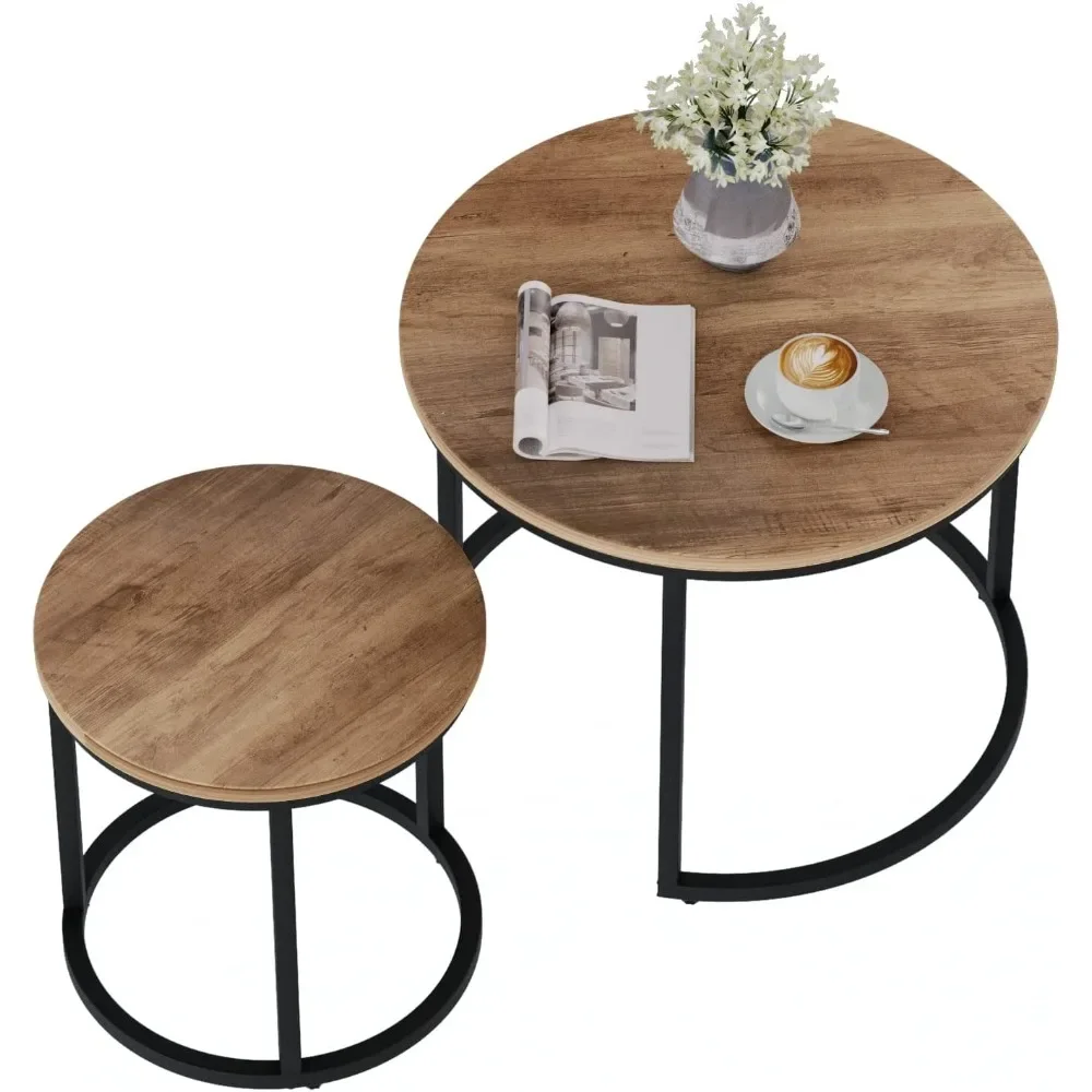 Nesting Coffee Table Set of 2, 23.6" Round Coffee Table Wood Grain Top with Adjustable Non-Slip Feet, End Table Side Tables
Nesting Coffee Table Set of 2, 23.6" Round Coffee Table Wood Grain Top with Adjustable Non-Slip Feet, End Table Side Tables