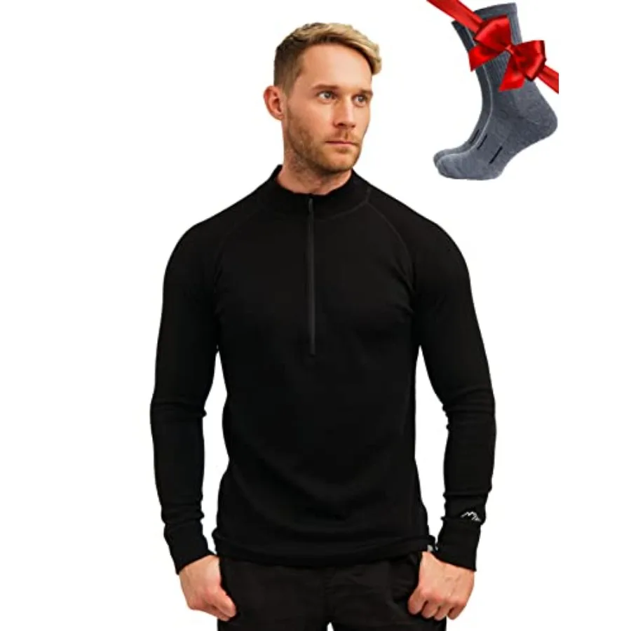 Merino Wool Base Layer Mens - Wool Half Zip Sweater Men - Merino Quarter Zip Sweater Lite Midweight Heavyweight and Socks
Merino Wool Base Layer Mens - Wool Half Zip Sweater Men - Merino Quarter Zip Sweater Lite Midweight Heavyweight and Socks