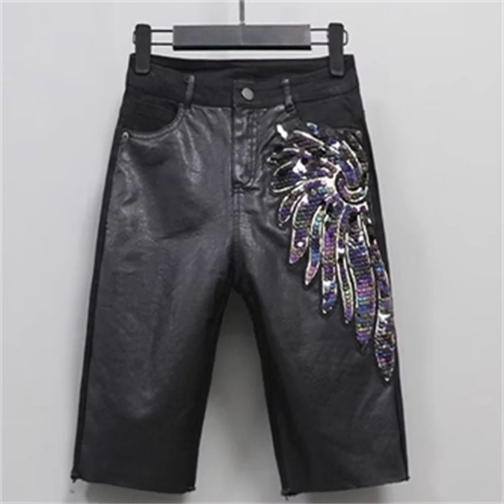 PU leather trousers for women embroidered sequins high waist slim pencil pants boots trousers
PU leather trousers for women embroidered sequins high waist slim pencil pants boots trousers