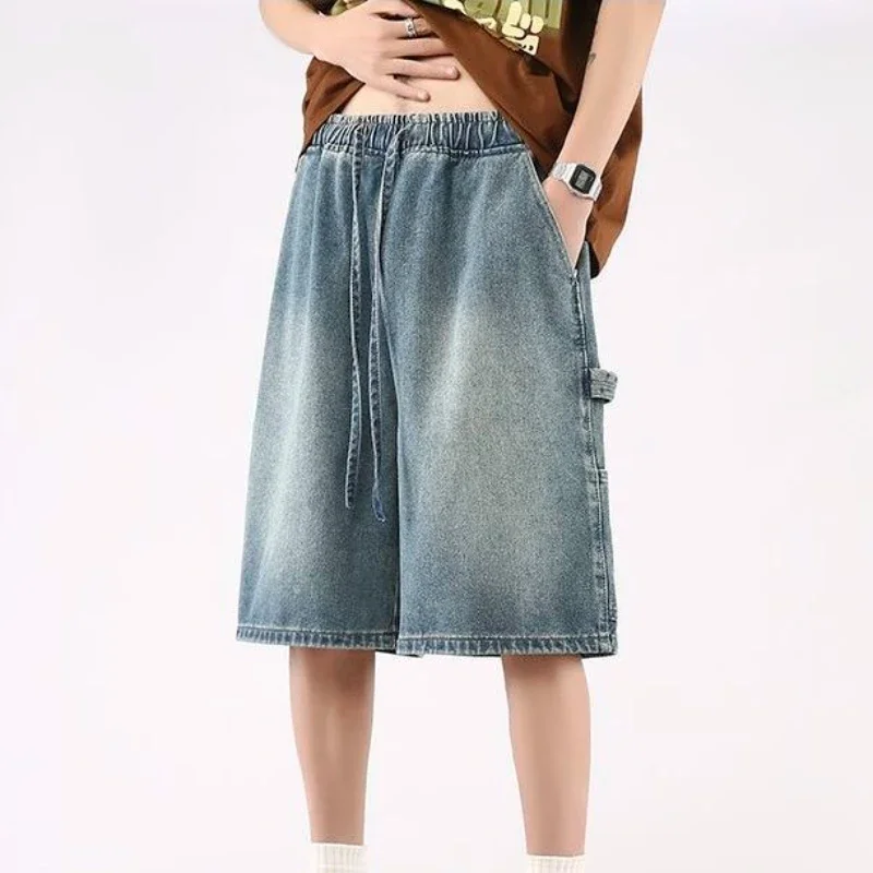 Loose Bermuda Drawstring with Pockets Long Half Baggy Men's Short Jeans Pants Wide Male Denim Shorts Original Buttons Jorts Rude
Loose Bermuda Drawstring with Pockets Long Half Baggy Men's Short Jeans Pants Wide Male Denim Shorts Original Buttons Jorts Rude