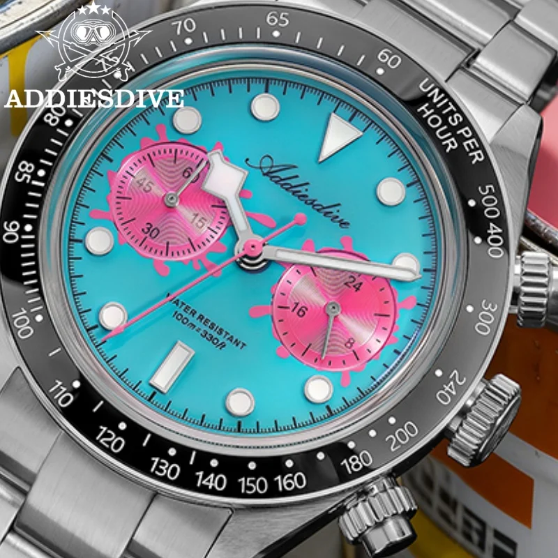 ADDIESDIVE 40mm Men Chronograph VK64 Watch TOP reloj hombre Waterproof 100m BGW9 Super Luminous “Paint Bucket” Quartz Watch
ADDIESDIVE 40mm Men Chronograph VK64 Watch TOP reloj hombre Waterproof 100m BGW9 Super Luminous “Paint Bucket” Quartz Watch