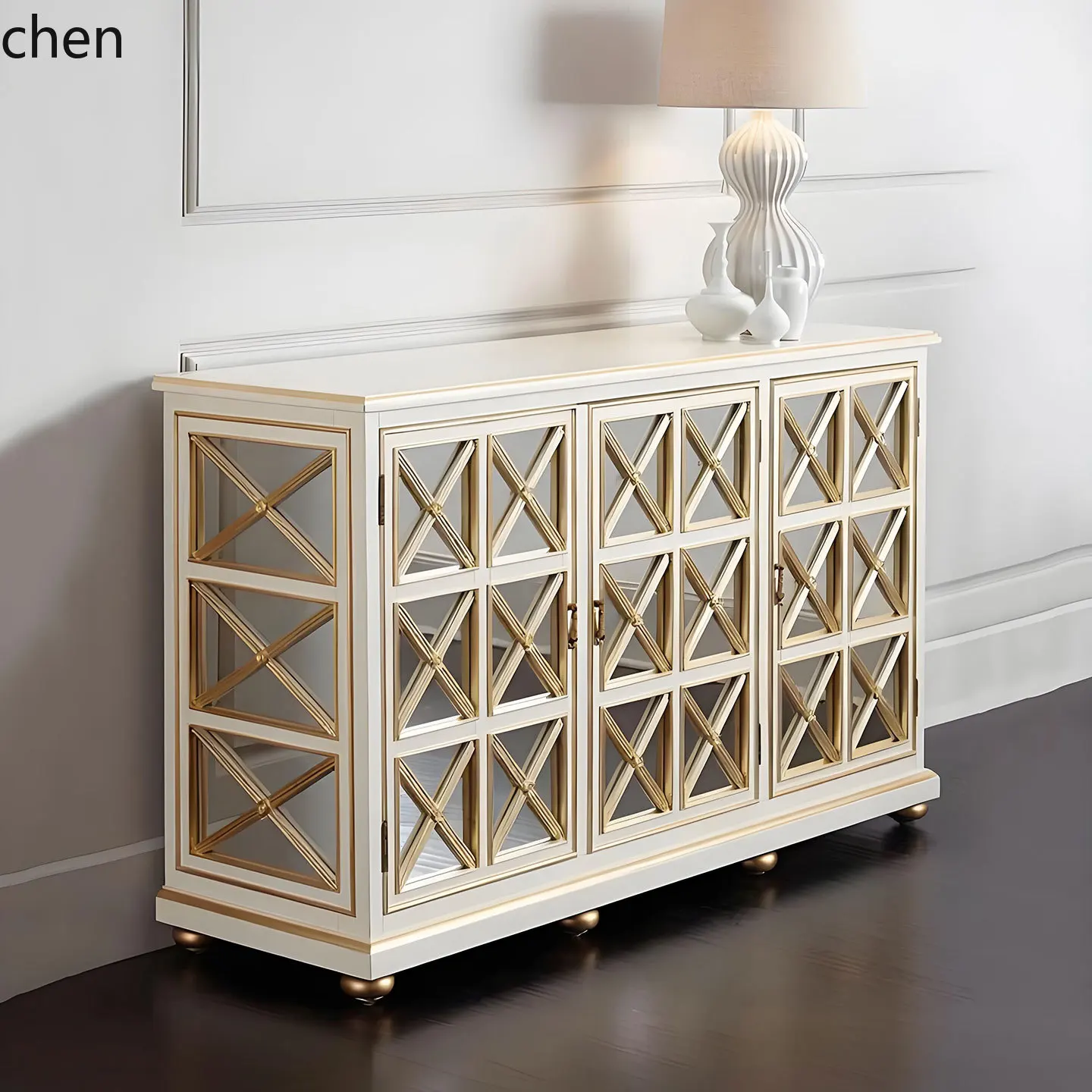 LXC solid wood porch cabinet modern living room gold-painted dining side cabinet storage glass surface decorative side cabinet
LXC solid wood porch cabinet modern living room gold-painted dining side cabinet storage glass surface decorative side cabinet