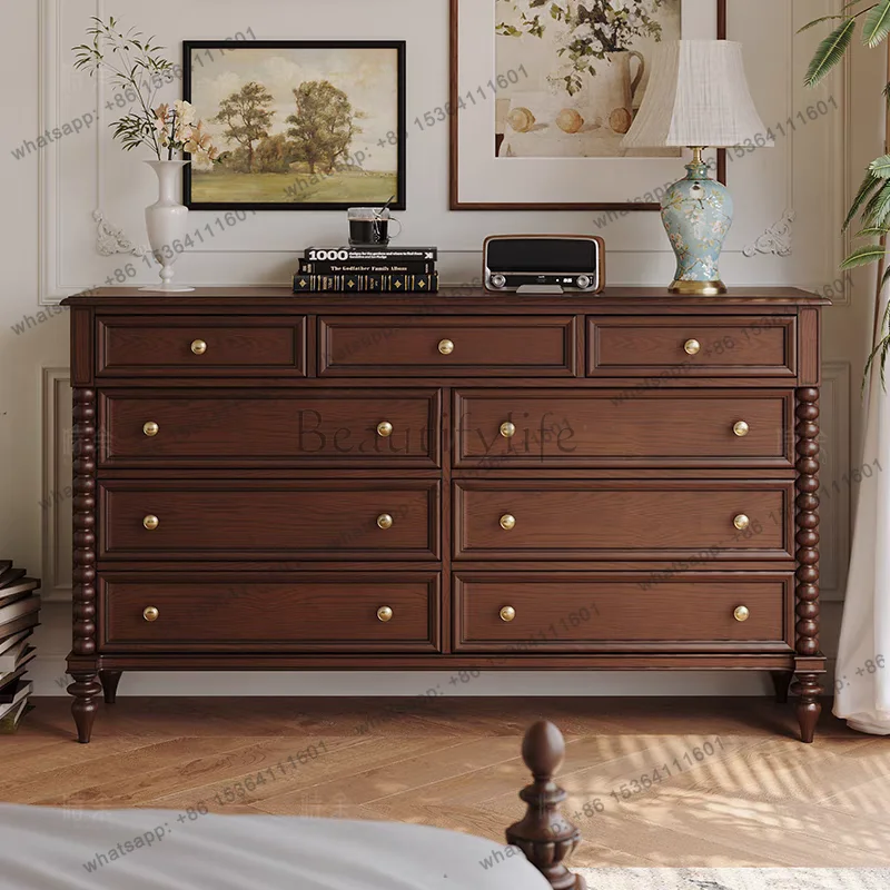 French solid wood retro black nine-chest cabinet American medieval bedroom locker
French solid wood retro black nine-chest cabinet American medieval bedroom locker