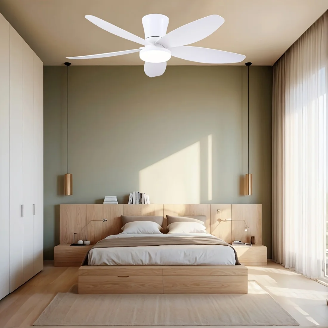 Intelligent ceiling fan, low profile ceiling fan with light and remote/APP control, embedded installation, suitable for bedrooms
Intelligent ceiling fan, low profile ceiling fan with light and remote/APP control, embedded installation, suitable for bedrooms