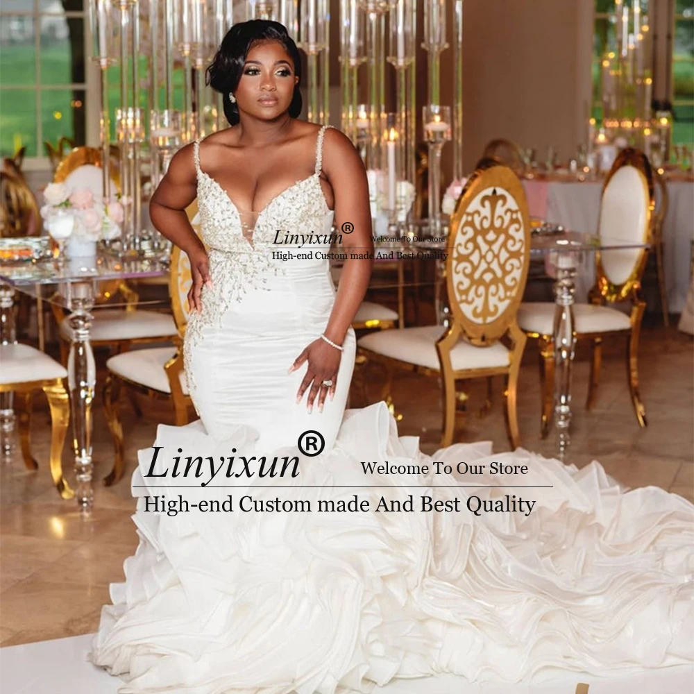 Elegant Organze Ruffles Wedding Dress Spaghetti strap V-Neck Bridals Gowns Customized Sleeveless Applique vestidos de novia 2025
Elegant Organze Ruffles Wedding Dress Spaghetti strap V-Neck Bridals Gowns Customized Sleeveless Applique vestidos de novia 2025