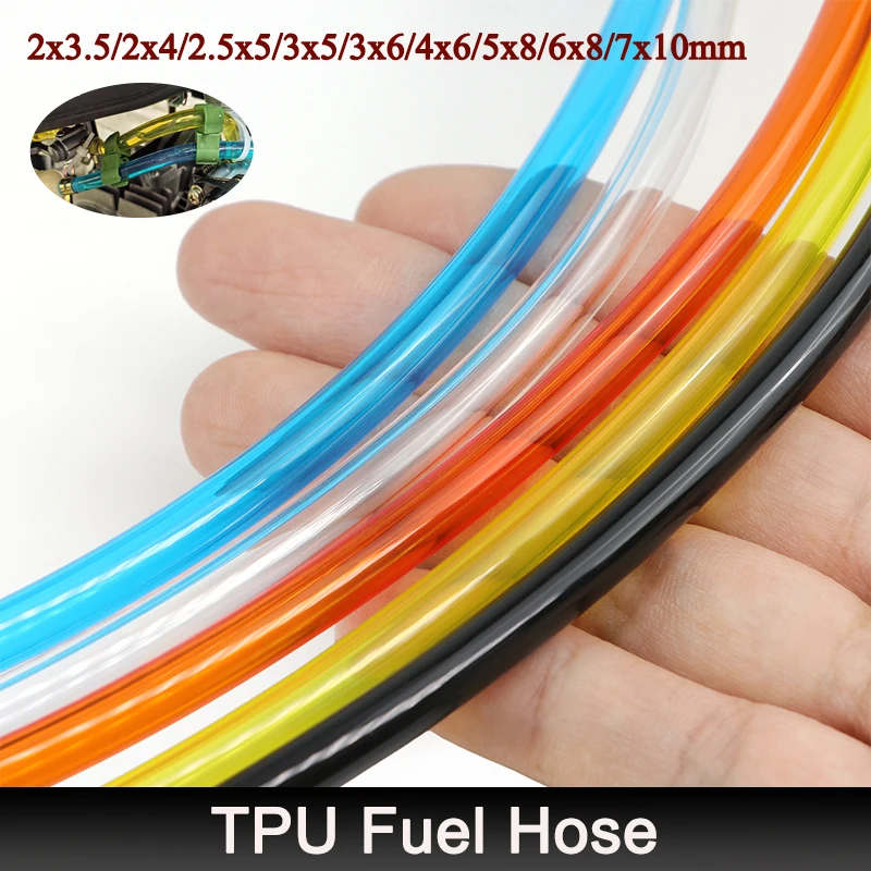 TPU Fuel Hose 2x3.5/2x4/2.5x5/3x5/3x6/4x6/5x8/6x8/7x10mm Petrol Pipe Car Motorcycle Model Aircraft Engine Fuel Connetor Tube
TPU Fuel Hose 2x3.5/2x4/2.5x5/3x5/3x6/4x6/5x8/6x8/7x10mm Petrol Pipe Car Motorcycle Model Aircraft Engine Fuel Connetor Tube