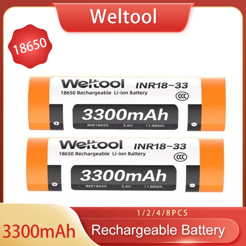 Weltool INR18-33 18650 Flat Top Lithium Ion Battery 3300mAh Baterias Recargables Batteries for M7 Flashlight
Weltool INR18-33 18650 Flat Top Lithium Ion Battery 3300mAh Baterias Recargables Batteries for M7 Flashlight
