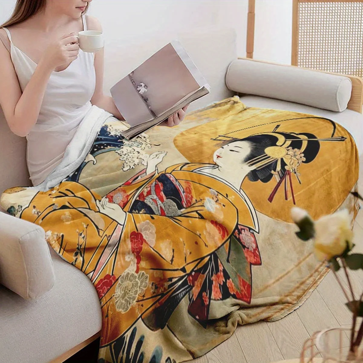 Anime Geisha Flannel Throw Blanket - Glam Style Mixed Color Polyester Non-Woven Fabric, Digital Print, All-Season Cozy
Anime Geisha Flannel Throw Blanket - Glam Style Mixed Color Polyester Non-Woven Fabric, Digital Print, All-Season Cozy