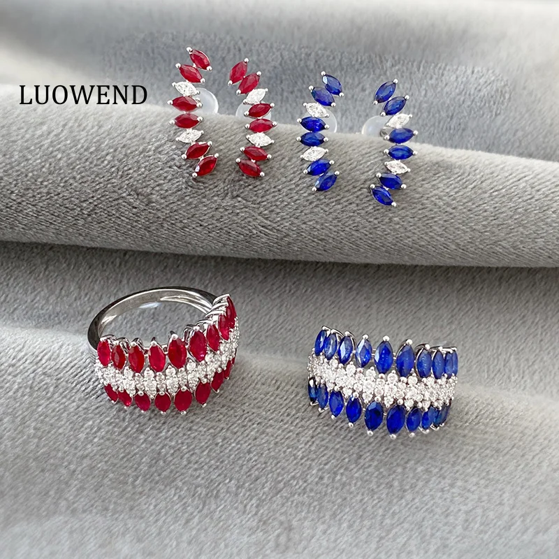 LUOWEND 100% 18K White Gold Rings Luxury Design Shiny Diamond Natural Sapphire/Ruby Gemstone Ring for Women High Party Jewelry
LUOWEND 100% 18K White Gold Rings Luxury Design Shiny Diamond Natural Sapphire/Ruby Gemstone Ring for Women High Party Jewelry