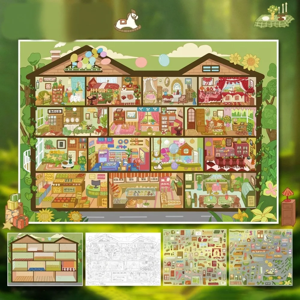 Dreamy Fairy Tale House Series Miniature Landscape Sticker PET Large Size Cabin Scene Sticker Stress Relief Cartoon
Dreamy Fairy Tale House Series Miniature Landscape Sticker PET Large Size Cabin Scene Sticker Stress Relief Cartoon