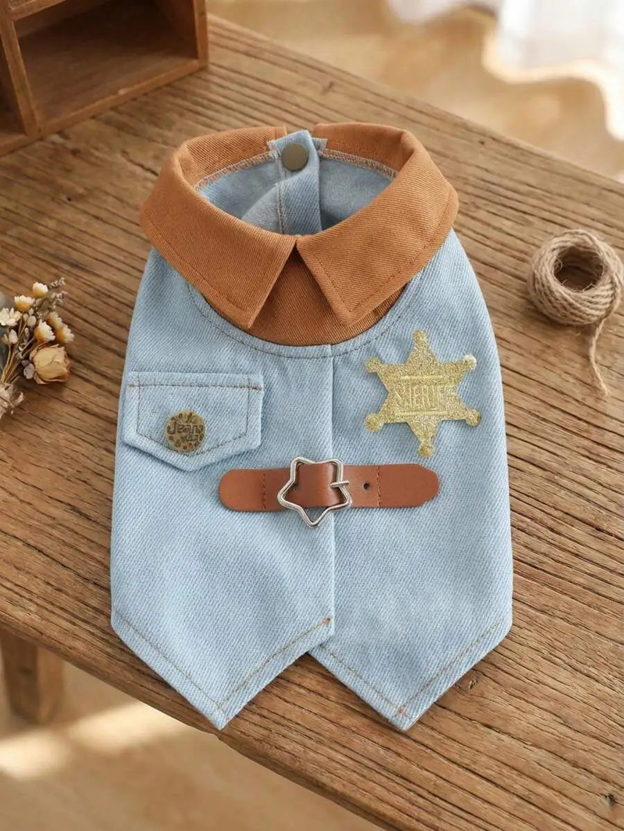 Contrast Collar Western Sheriff Pet Jacket Fashion Cool Clothes For Small Pets
Contrast Collar Western Sheriff Pet Jacket Fashion Cool Clothes For Small Pets