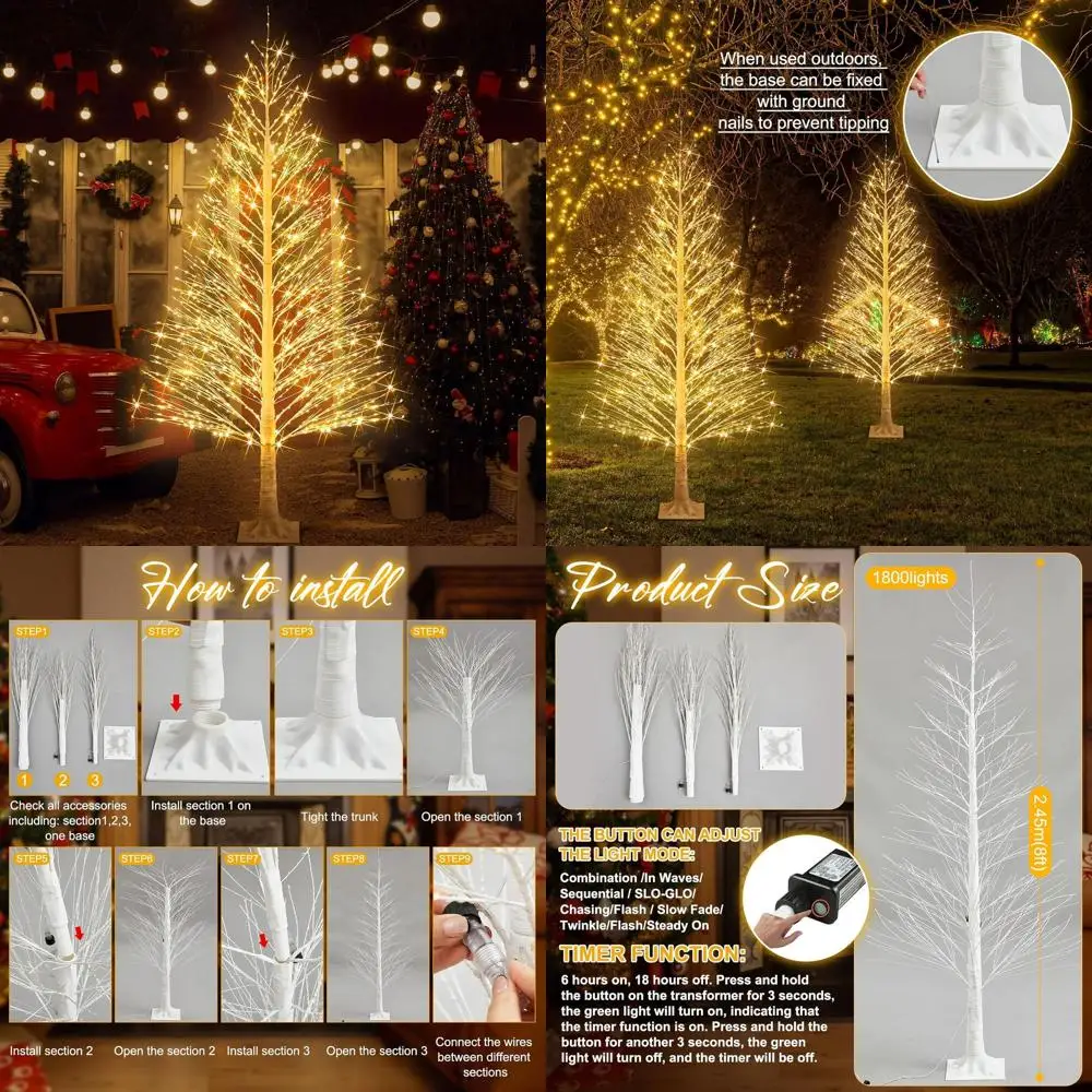 8 футов 1800 светодиодов теплого белого мерцающего березы для внутреннего и наружного декора домашней вечеринки с 8 режимами освещения
8 футов 1800 светодиодов теплого белого мерцающего березы для внутреннего и наружного декора домашней вечеринки с 8 режимами освещения