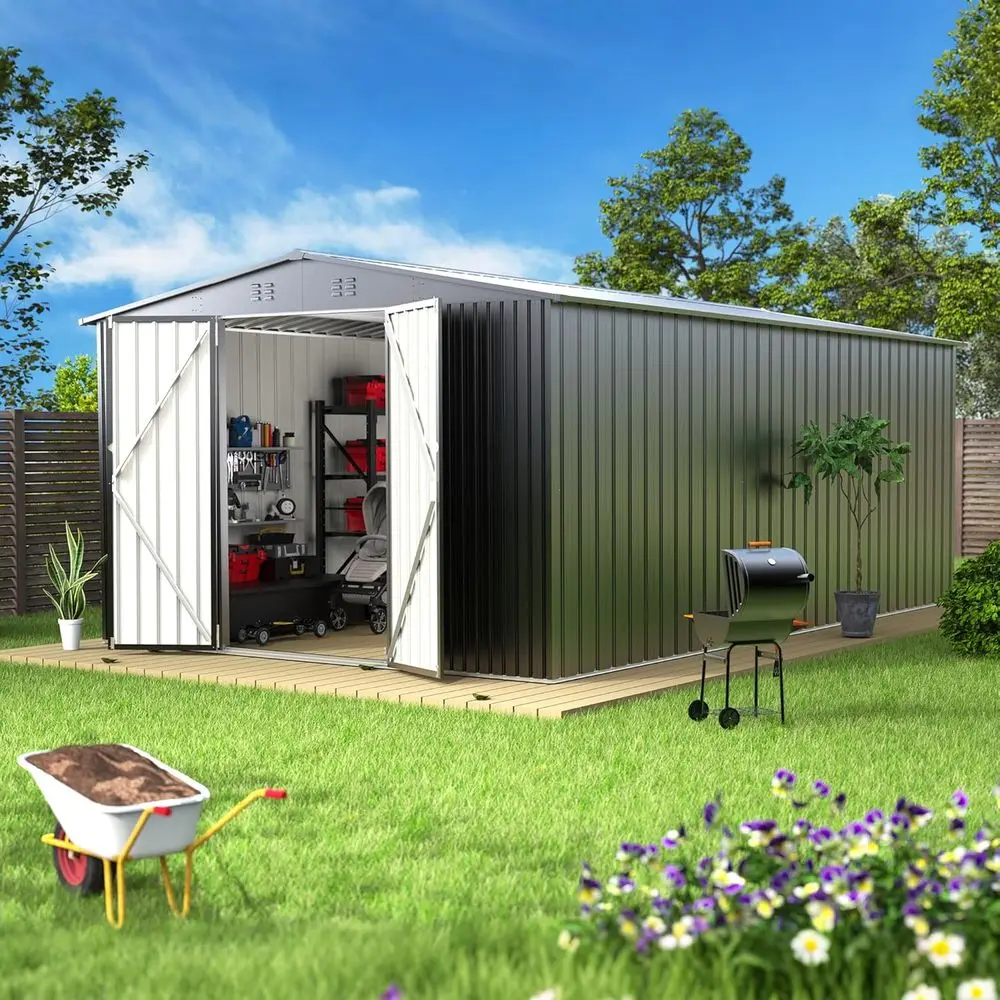 Прочный металлический сарай для хранения на открытом воздухе 10x14 футов с дверью и замком для садовых инструментов и оборудования
Прочный металлический сарай для хранения на открытом воздухе 10x14 футов с дверью и замком для садовых инструментов и оборудования