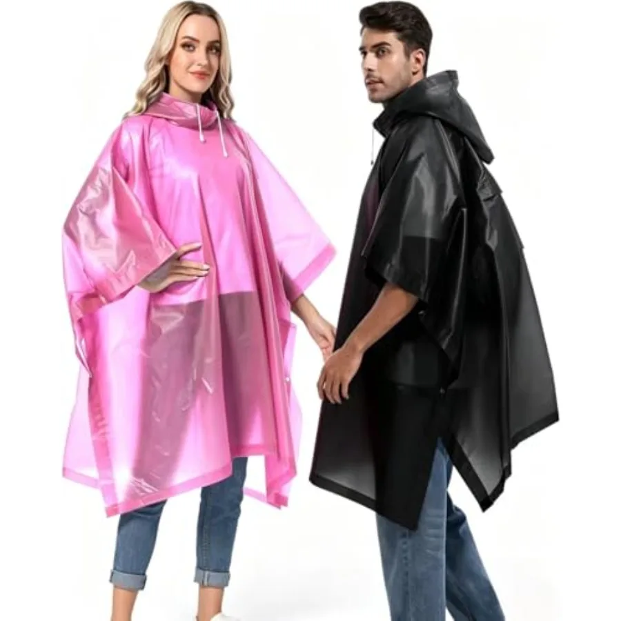 2-Pack Reusable Rain Ponchos for Adults, Raincoats Emergency Survival for Women/Men Hood and Drawstring
2-Pack Reusable Rain Ponchos for Adults, Raincoats Emergency Survival for Women/Men Hood and Drawstring