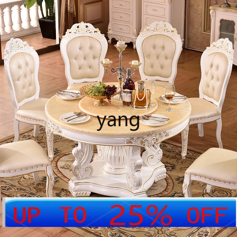 LH marble dining table solid wood carving flower round dining table living room double turntable furniture
LH marble dining table solid wood carving flower round dining table living room double turntable furniture