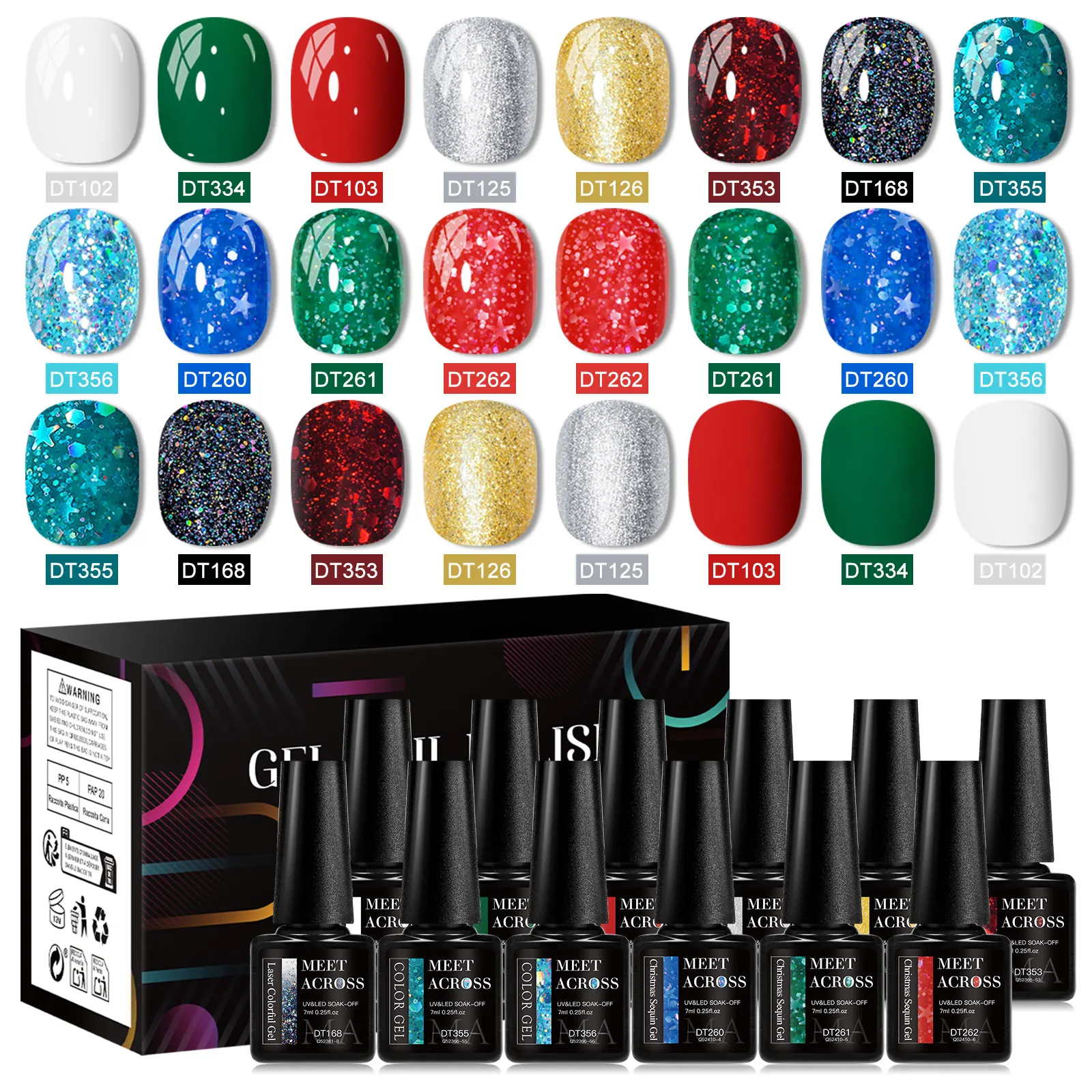 12pcs Glitter Gel Nail Polish Set Sparkling Glitter Semi Permanent Soak Off UV Gel Varnish Christmas Nails DIY Nail Supplies
12pcs Glitter Gel Nail Polish Set Sparkling Glitter Semi Permanent Soak Off UV Gel Varnish Christmas Nails DIY Nail Supplies