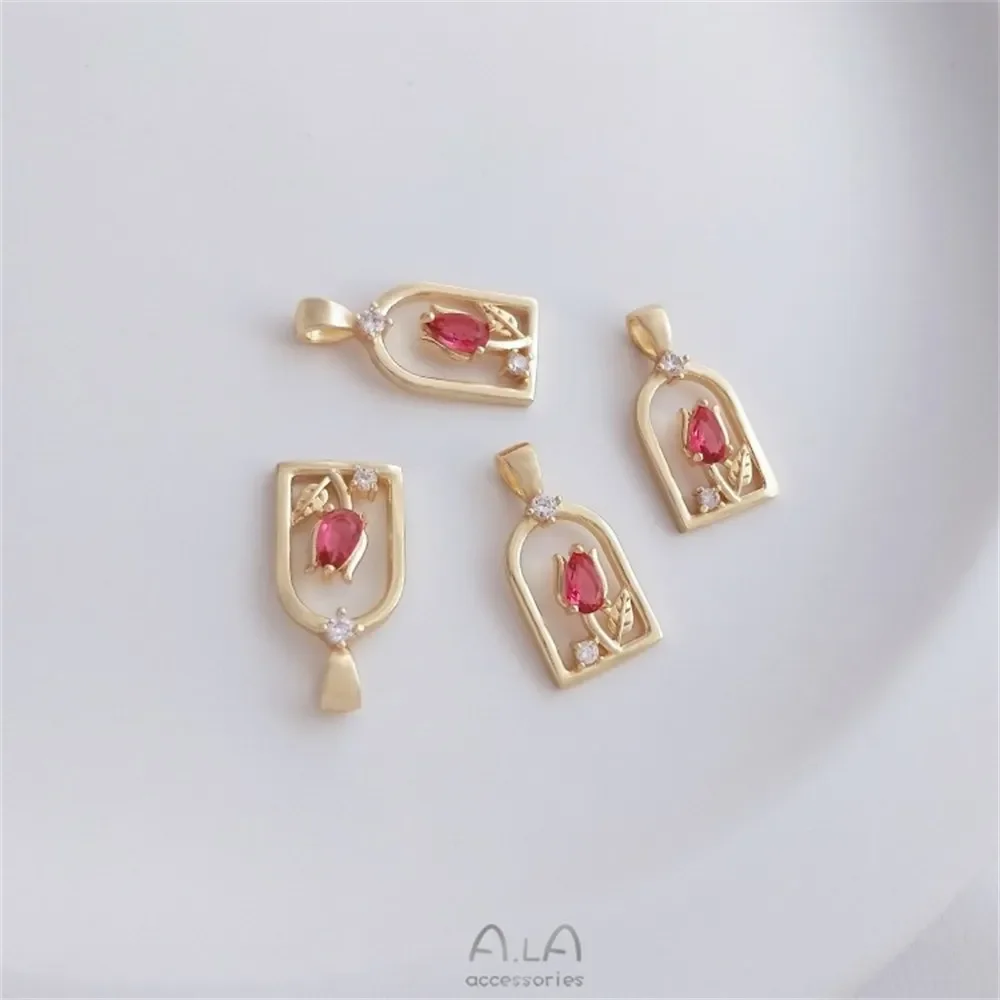 14K Gold-plated Real Gold Inlaid Zircon Windowsill Tulip Flower Pendant Diy Bracelet Necklace Charm Pendant K285
14K Gold-plated Real Gold Inlaid Zircon Windowsill Tulip Flower Pendant Diy Bracelet Necklace Charm Pendant K285